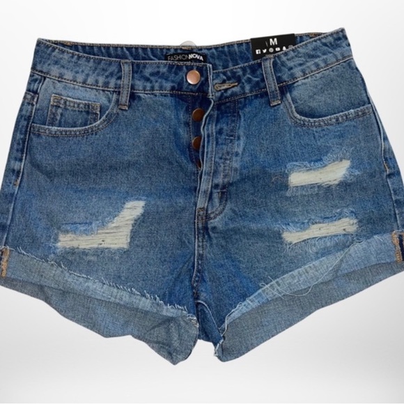 NWT “Can't Cuff Me” High Waisted Denim Shorts - Picture 2 of 5